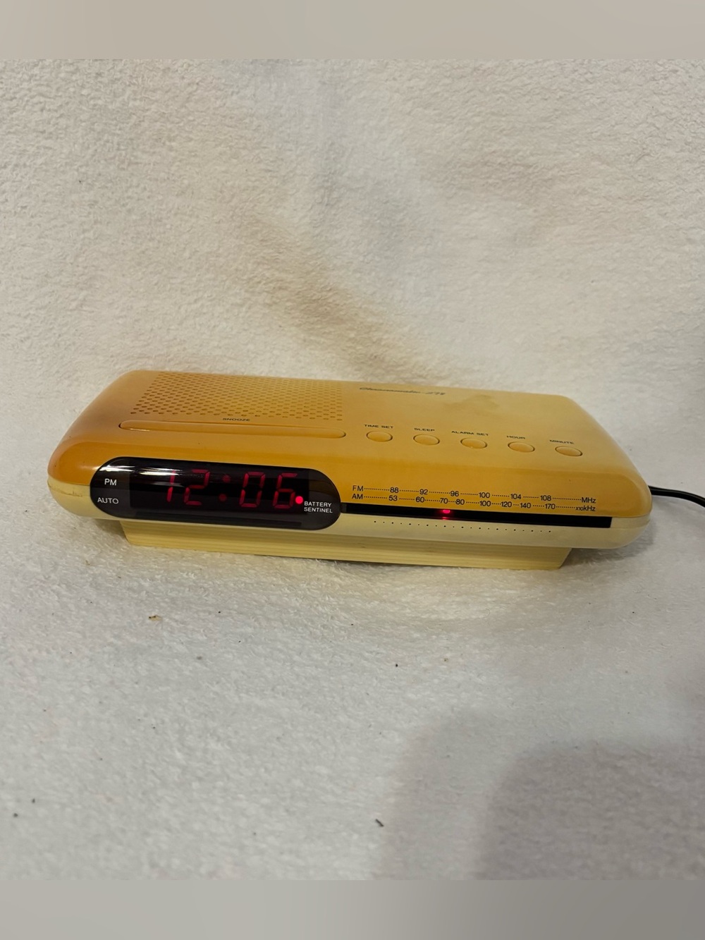 Yellow AM/FM Digital Clock Radio with Red LED Display
